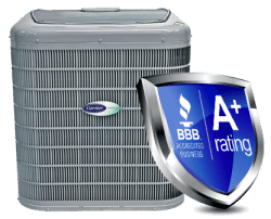 Carrier Air Conditioning Unit and BBB A+ Rating Logo