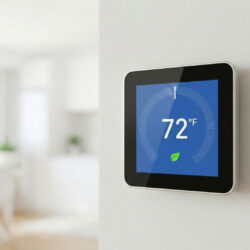 smart thermostat displaying a cool temperature